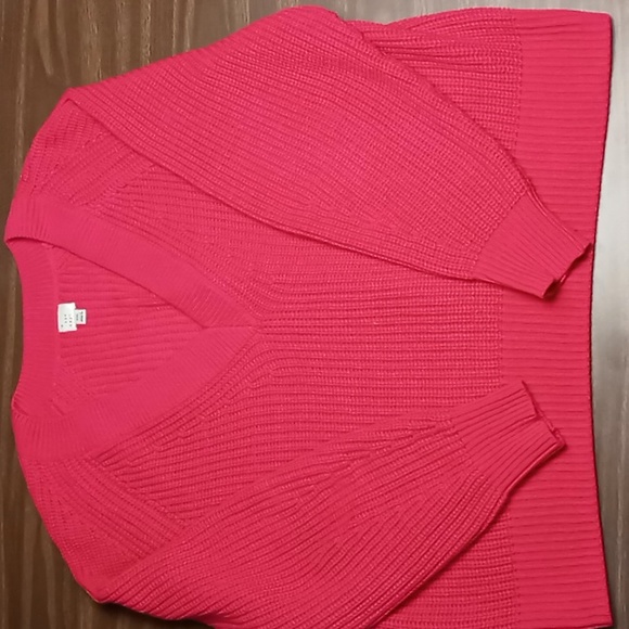 a new day Sweaters - A New Day Magenta Pink Heavy Knit V Neck Sweater XXL